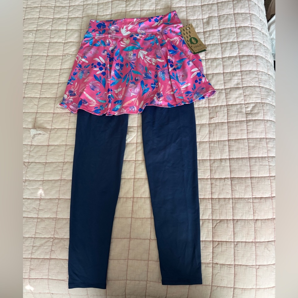 Dona Jo Love Skirted Legging in Fleur/Navy NWT